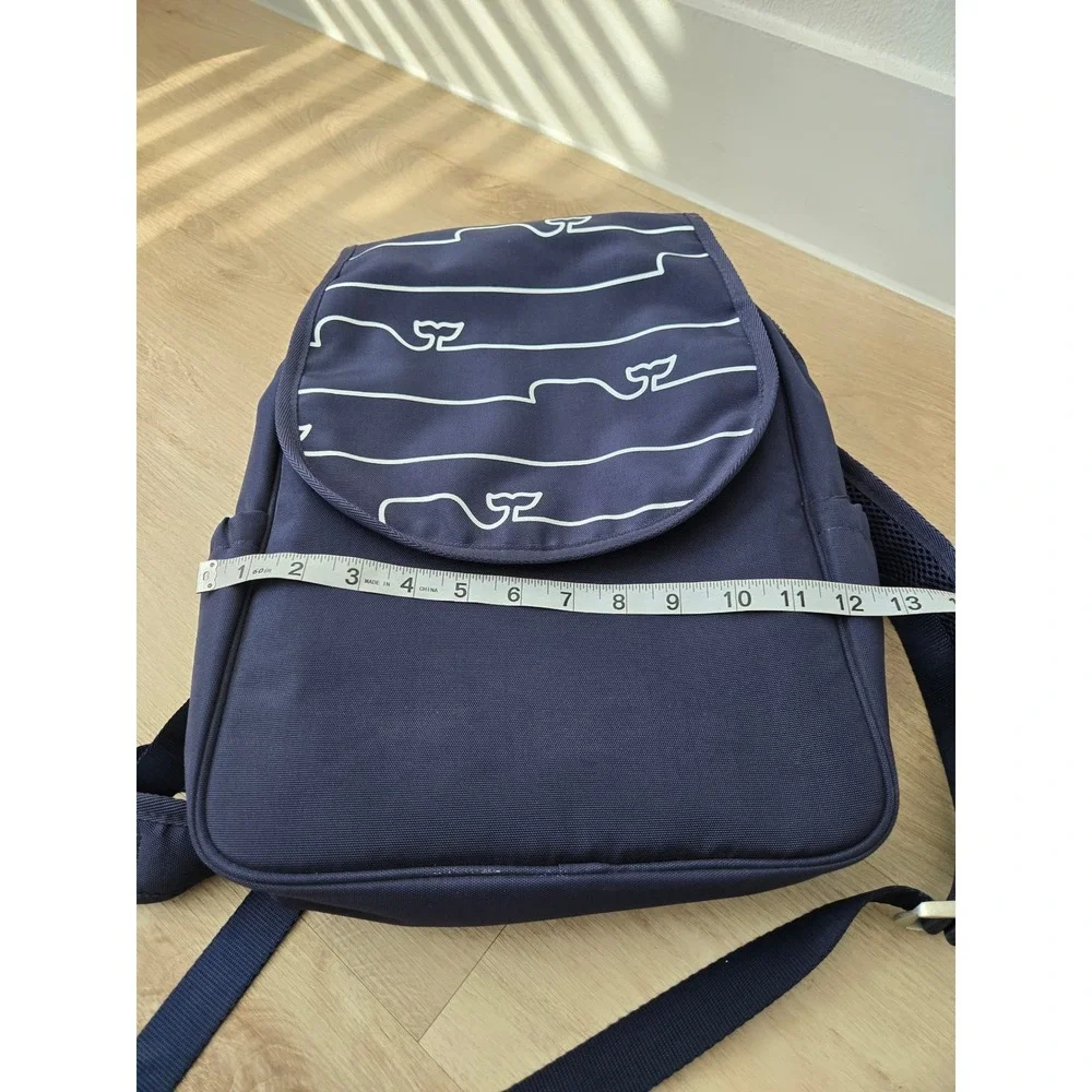 Vineyard Vines Navy Blue Whale Print Canvas Backpack Adjustable Straps